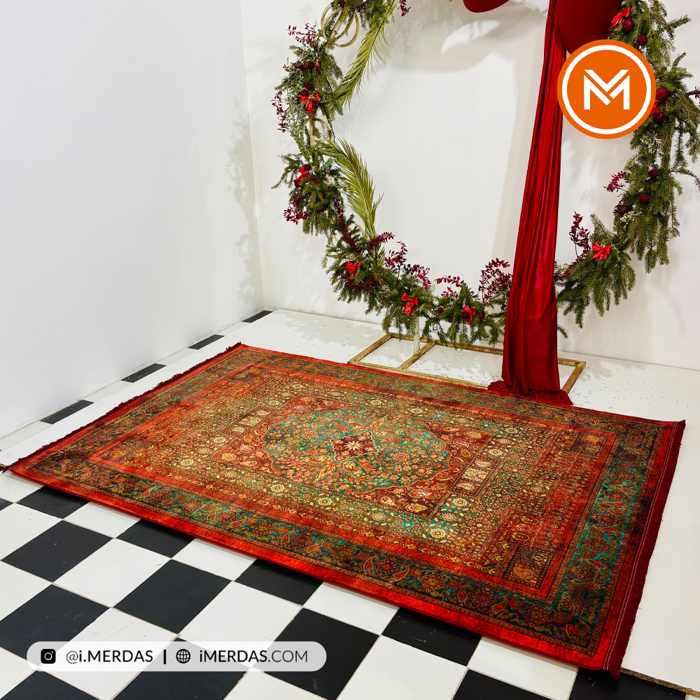 فرش کهنه نما کد 25NH0010 زمینه قرمز